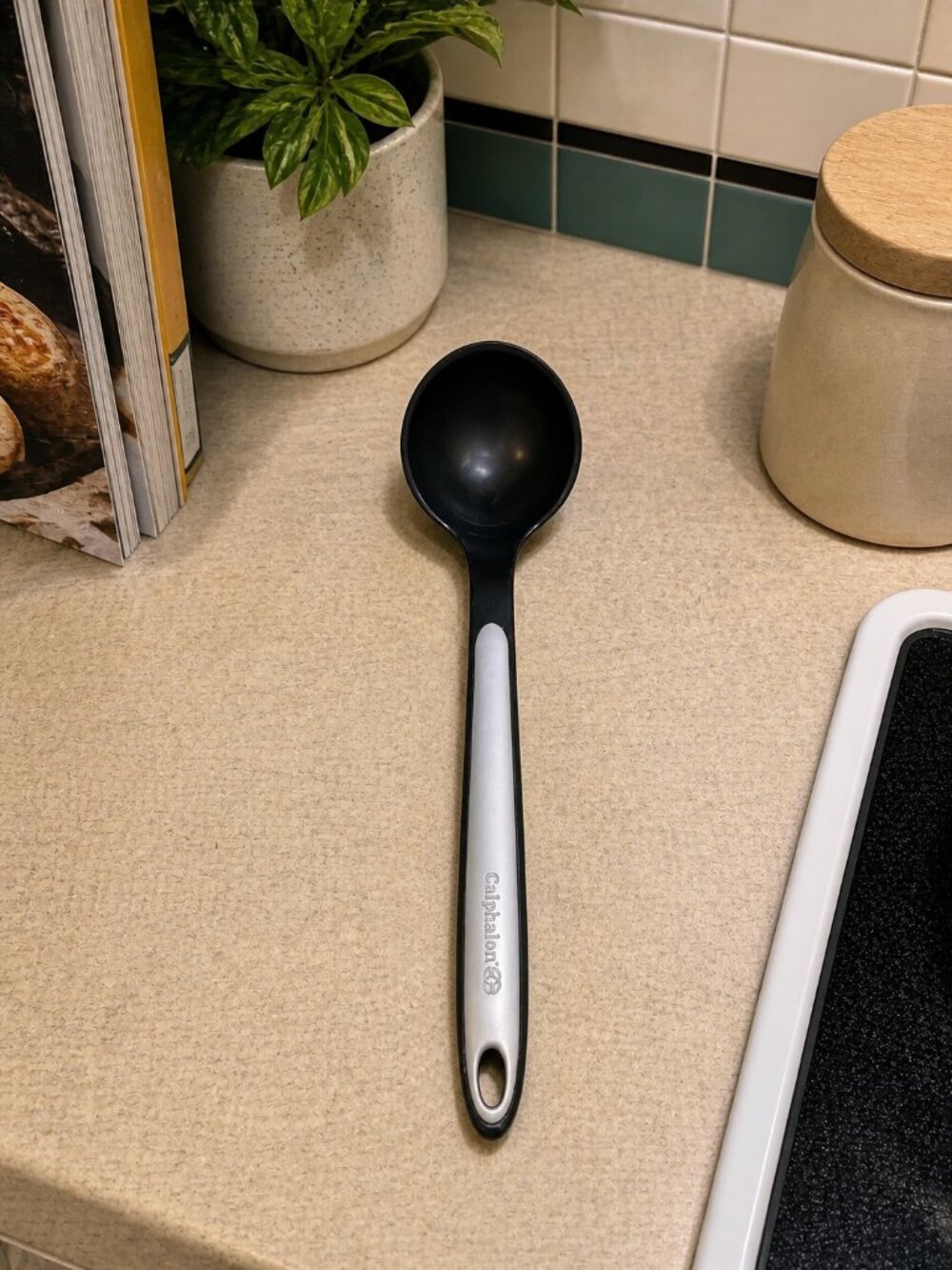 Calphalon Nylon & Silicone Long Handle‎ Black & Grey Ladle 13”
